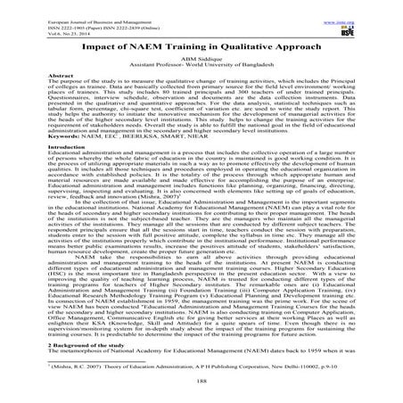 Impact of naem training in qualitative approach