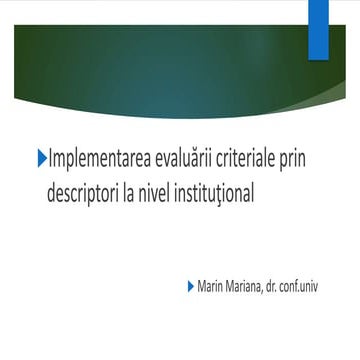 Evaluarea criterială prin descriptori
