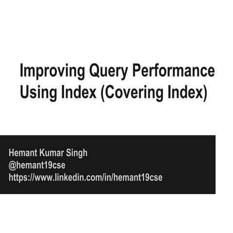 MySQL Indexing : Improving Query Performance Using Index (Covering Index)