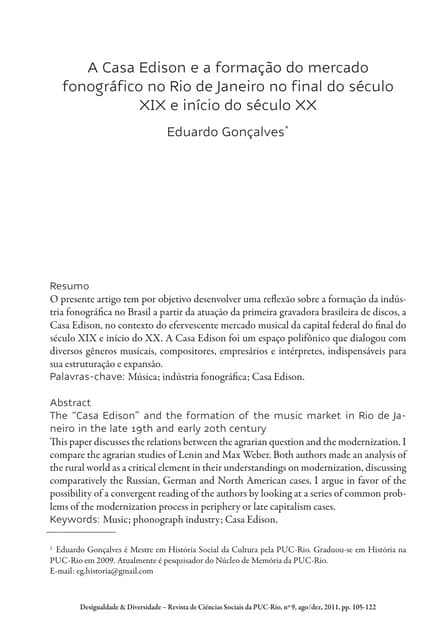 Início indústria fonográfica rj