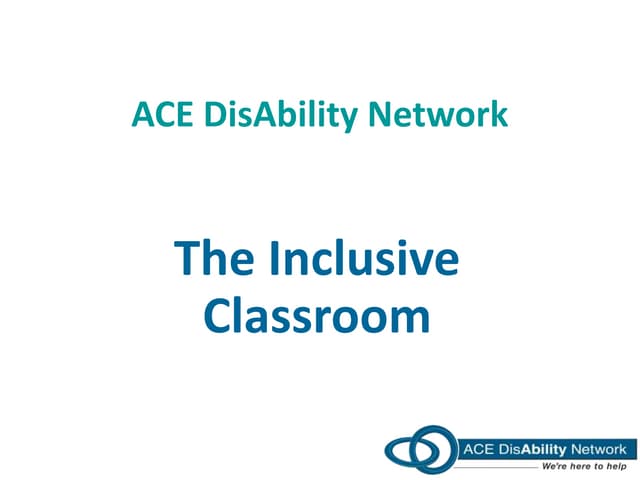 Inclusive Classroom, by Judy Buckingham (ACE DisAbility Network)