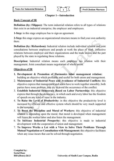 Industrial Relations notes