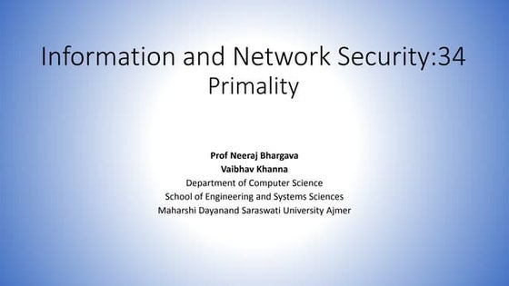 Information and network security 34 primality