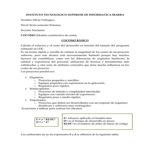 Informe cocomo basico