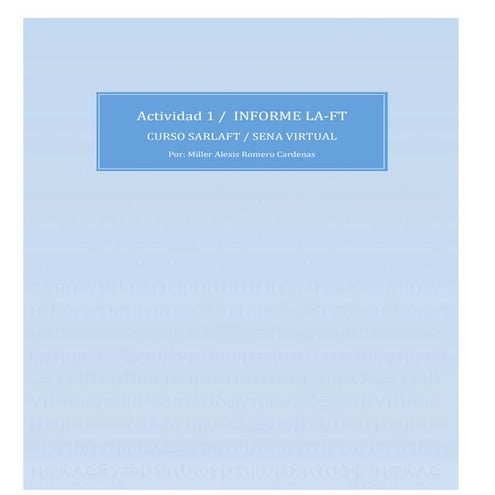 Informe lavado de activos