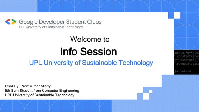 GDSC INFO SESSION UPL UNIVERSITY