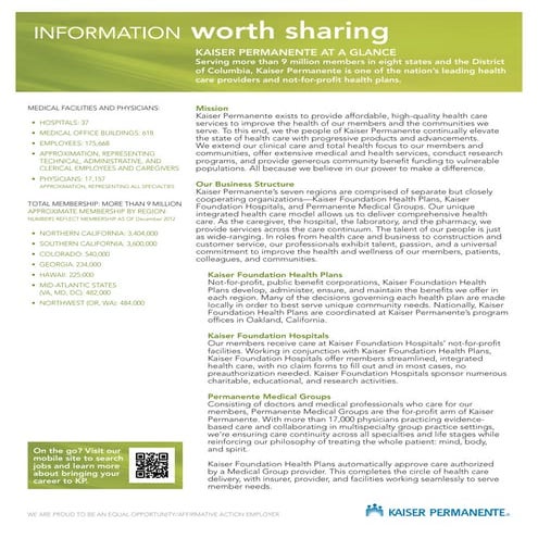 Info worthsharing.2013 - Kaiser Permanente At A Glance