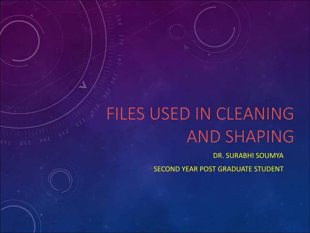 Files systems used in cleaning and shaping