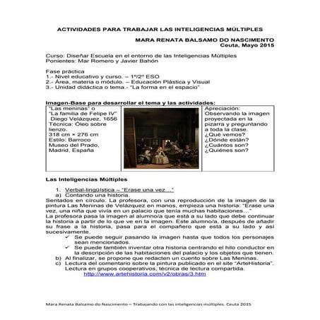 Inteligencias Múltiples: una propuesta de trabajo en Educación Plástica y Visual