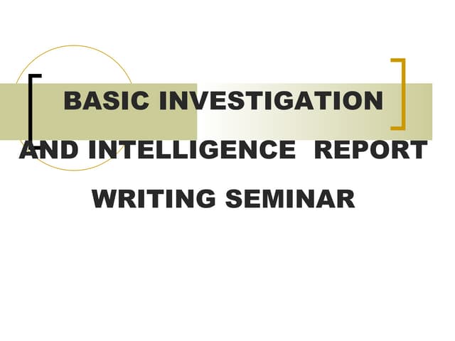 Intelligence presentation
