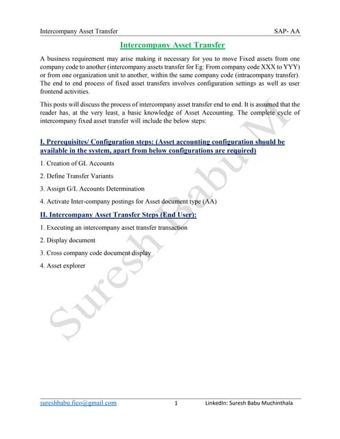 Intercompany assets transfer