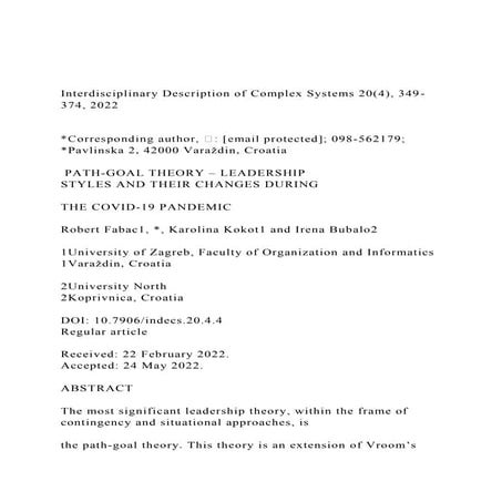 Interdisciplinary Description of Complex Systems 20(4), 349-37