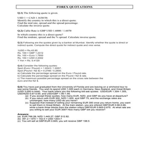 International Finance Practice Numerical