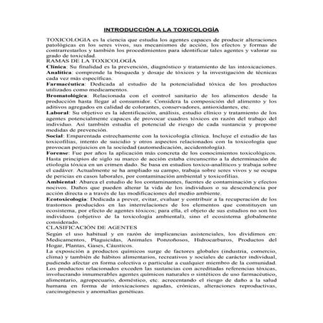Introduccion a la toxicologia