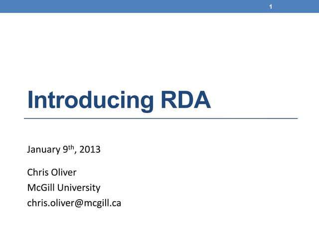 Introducing RDA