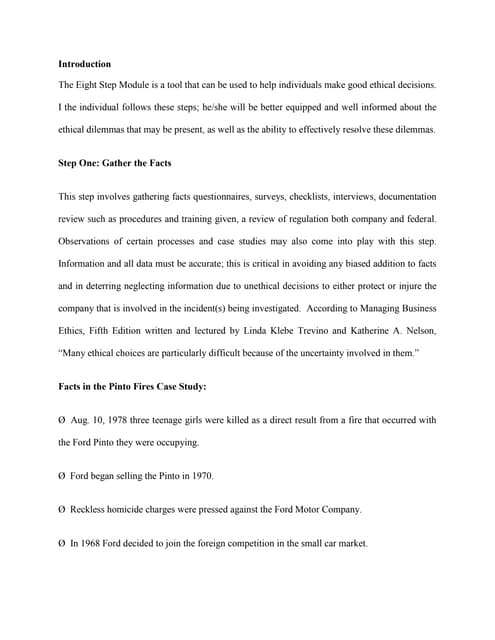 Introduction eight steps to ethical decision making
