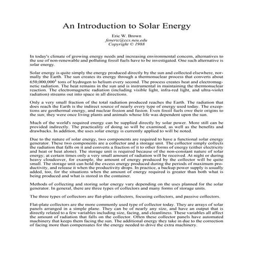 Introduction solar energy