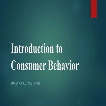 Introduction to consumer behavior