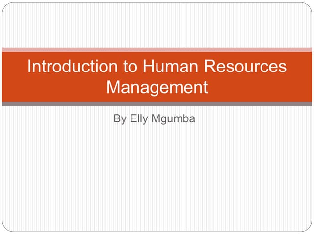 Introduction to hrm