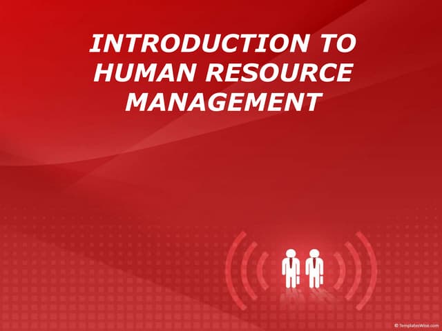 Introduction to human resource management