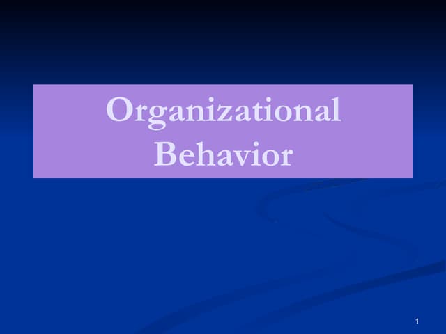 Organizational Behaviour