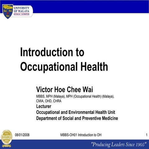 Introduction to occupational health