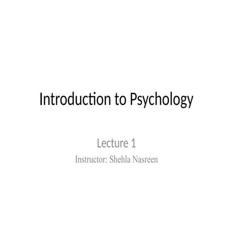 Introduction to Psychology- An easy approach
