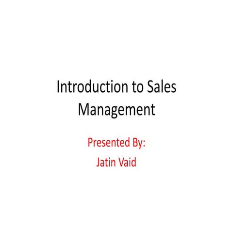 Introduction to sales management 