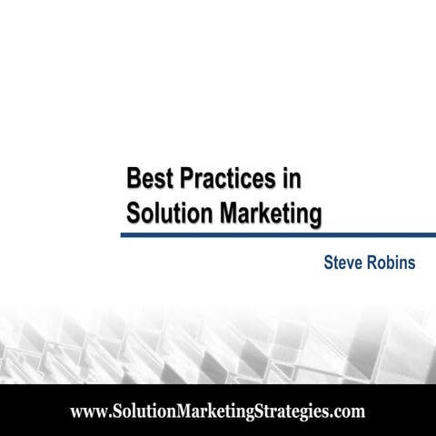 Introduction to solution marketing
