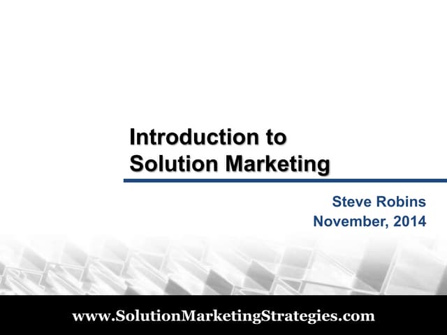 Introducton to solution marketing
