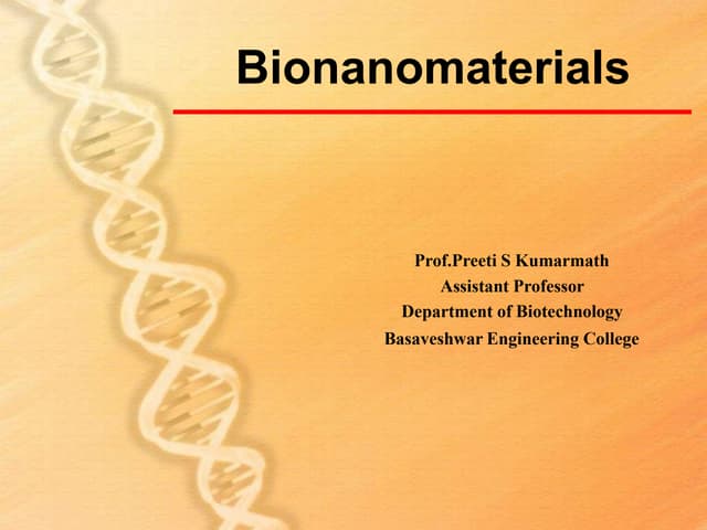 Introduction to nanoparticles and bionanomaterials