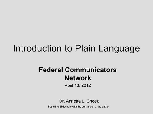 Intro to Plain Language-for FCN Apr2012 Presentation