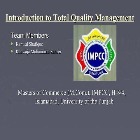 Introduction to Total Quality Management
