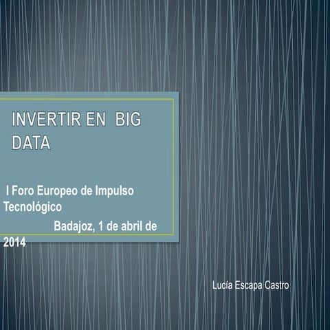 Invertir en  big data: qué es, qué podemos esperar, qué necesitamos, qué prec...