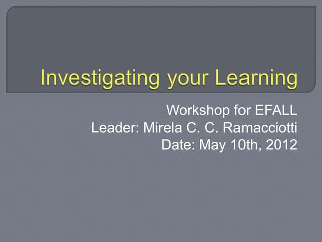 Investigating your learning
