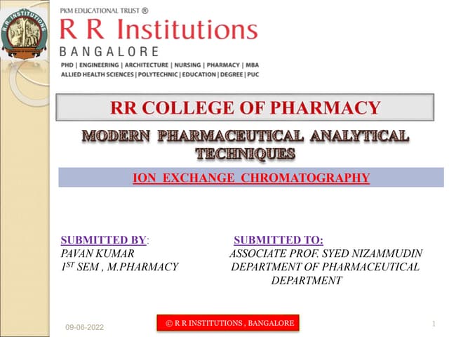 Ion exchange chromatography .ppt