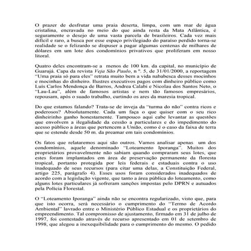 Representacao publica contra Condominio Iporanga Guaruja