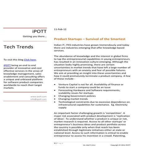 iPOTT product startups survival of the smartest