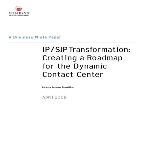 Ip, Sip Transformation   Creating A Roadmap