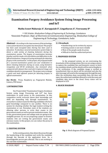IRJET - Examination Forgery Avoidance System using Image Processing and IoT