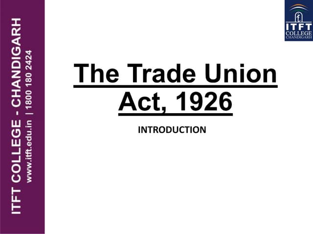 Itft the trade union act, 1926