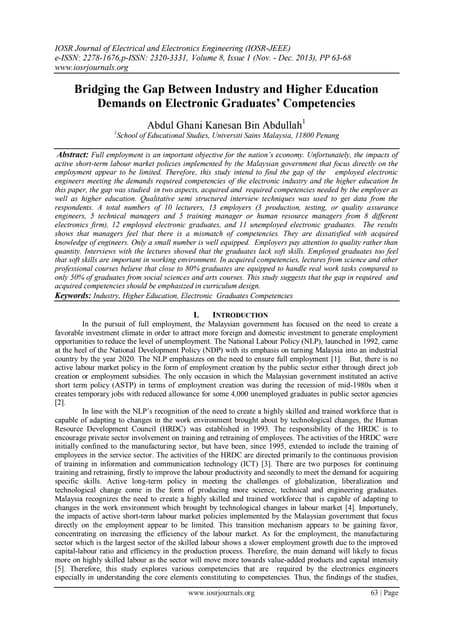 Bridging the Gap Between Industry and Higher Education Demands on Electronic ...