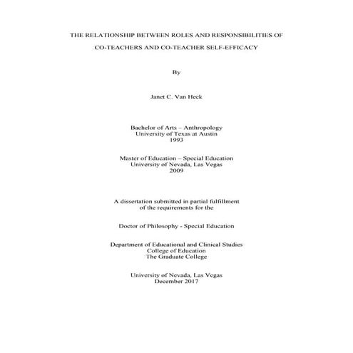 The Relationship Between Roles and Responsibilities of Co-teachers and Co-tea...