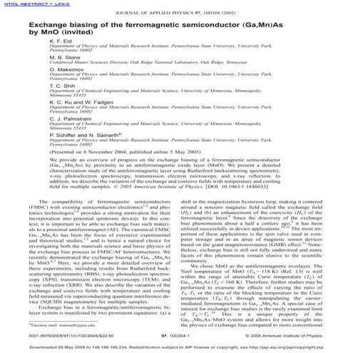 Exchange biasing of the ferromagnetic semiconductor Ga,MnAs by MnO