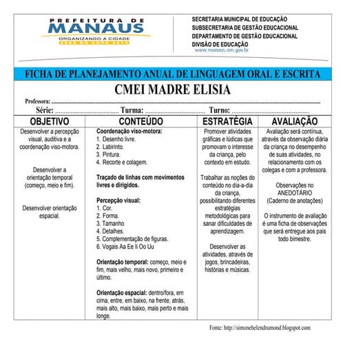 Jardim i planejamento anual