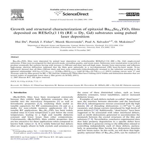 Growth and structural characterization of epitaxial Ba0.6Sr0.4TiO3 films depo...