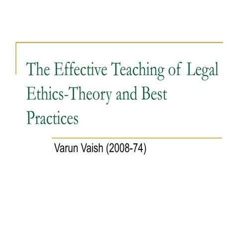 How to Teach Legal Ethics: Best Practices