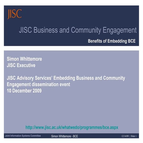 JISC Business and Community Engagement - Where are we now?