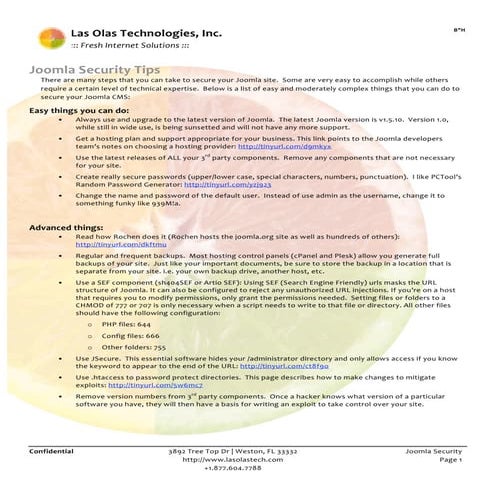 Joomla Security Basics presented by Jeff Mendelson