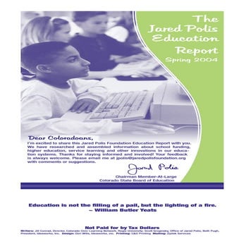 Jared Polis Foundation Education Report Spring 2004
